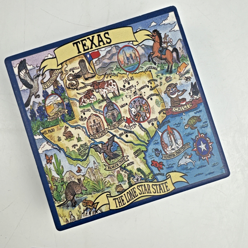 Juego de 4 posavasos de cerámica para mapas TEXAS de Certified International, Carrie Wagner - Imagen 6 de 6