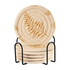 Minimalist Woven Coasters Set Absorbent Drink Coasters for Wooden Table Yellow
