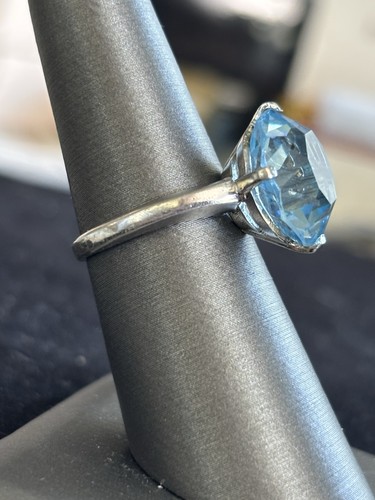 Sterling Silber Faux Blautopas Solitär Ring 14 mm 10 Karat 925 Gr. 7 - Bild 3 von 7
