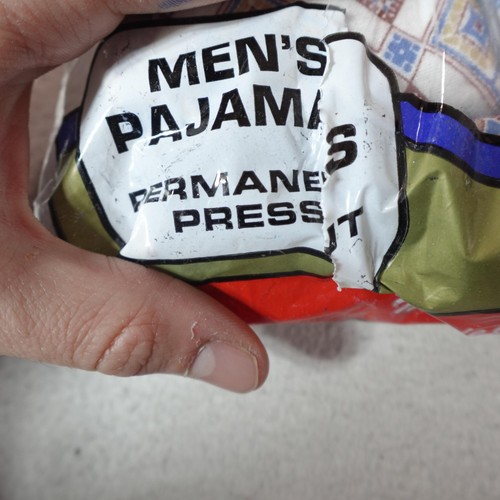 Conjunto de pijama Grana vintage para hombre mediano blanco geométrico conjunto de 2 piezas pantalones camisa - Imagen 6 de 24