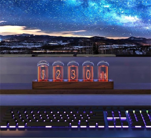 ClocTeck Nixie Tube Clock Wi-Fi Sync & 16 Million Customizable Colors, Retro Mod - Picture 7 of 8