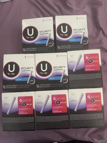U by Kotex Security Tampons, Regular Unscented, 8-Pack, 128 Count New - Picture 2 of 4