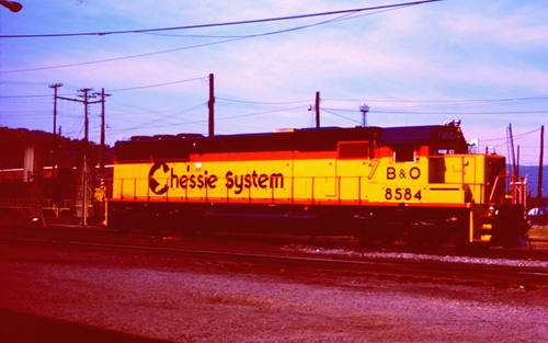 ORIGINAL KODACHROME SLIDE CHESSIE SYSTEM SD-50 #8584 CUMBERLAND, MD SEPT. 1984