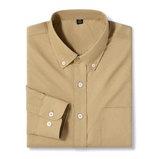 Men's Oxford shirt formal business long sleeved cotton solid color shirt top