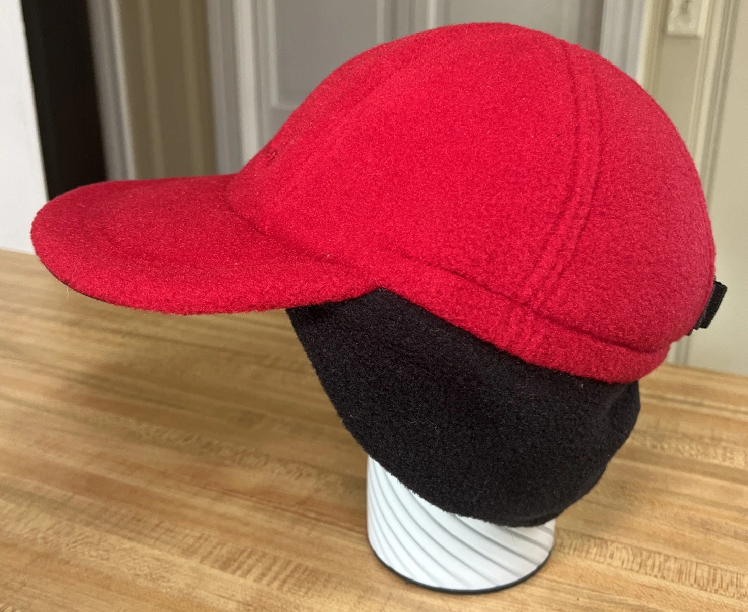 Vintage LL BEAN Fleece Hat/Cap Ear Flaps Polartec Sz Unisex S/M RED Made In USA