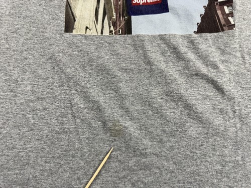 Supreme Banner Tee Shirt Mens Medium Heather Gray Skate FW19 - Picture 5 of 7