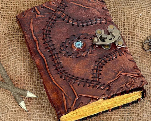 Vintage Hocus Pocus Book of Spells Leather Journal Evil Eye Diary Book Gift 5X7" - Picture 4 of 5