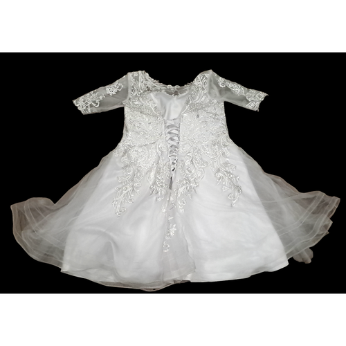 Tulle Short Wedding Dress Applique Flower Vintage Tea-Length Bridal Dress - Picture 2 of 5