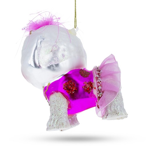 Fluffy Bichon Frise Blown Glass Ornament - Picture 3 of 5