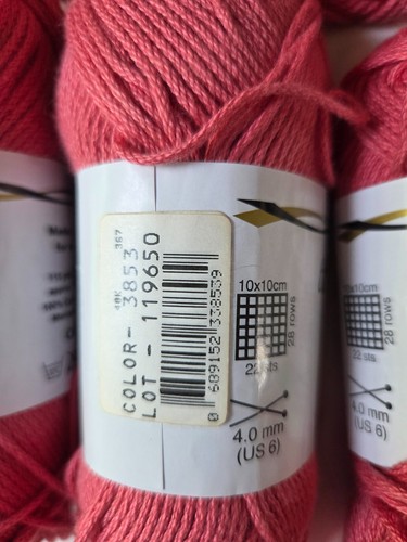 350g ELANN 7 skeins Collection Sonata Yarn Mercerizd Cotton #119650 PINK #3853 - Picture 3 of 6
