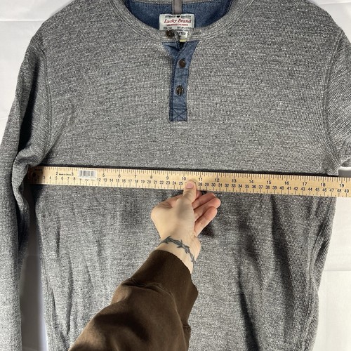 Lucky Brand Mens Medium Grey Thermal Henley Long Sleeve - Picture 8 of 11