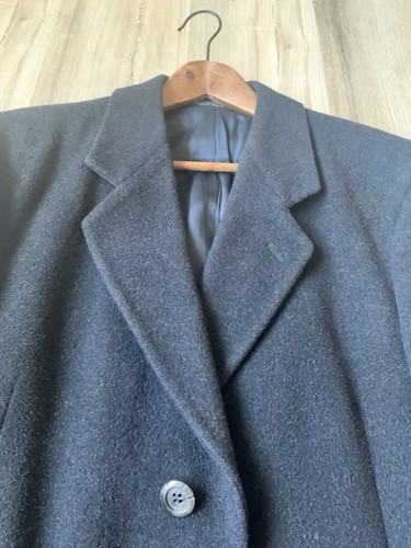 Vintage Silver Cloud Cashmere Dress Coat Overcoat Mens Dark Gray Full Length 42R - Picture 4 of 11