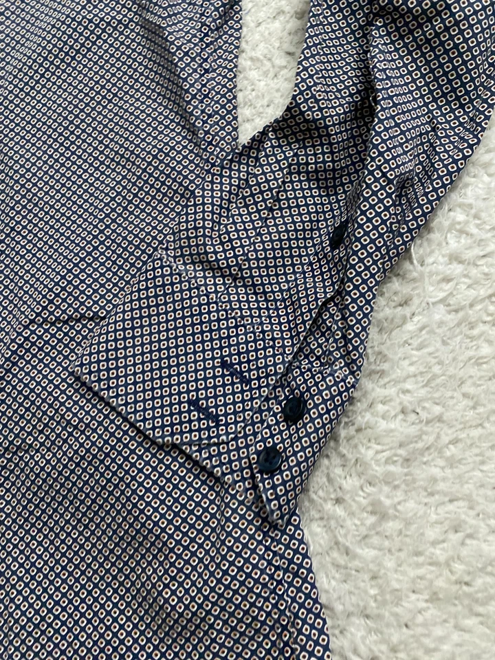 Черный коричневый мужчин геометрический длинным рукавом рубашка на пуговицах многоцветный размер 16 32/33 - Изображение 3 из 4