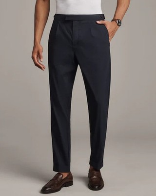 Rhone Amalfi Linen Trouser Men 32x31 True Navy Adjustable Waist Cuffed NWT $268