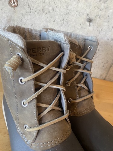 Mujer Talla 8.5 Sperry Lana Botas con Cremallera Lateral Gris Marrón - Imagen 4 de 7
