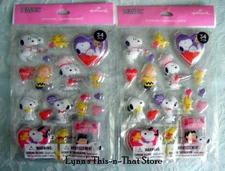 Hallmark Peanuts Valentine's Day Puffy 3-D Craft Stickers 2 Packs New