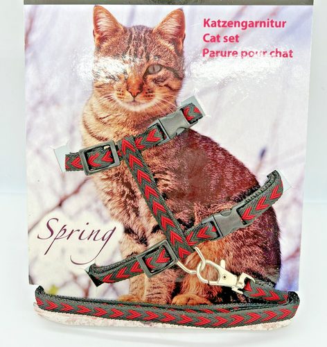 Adjustable Cat Harness Leash Set 110cm Nylon Strap Metal D-Ring Kitten Walking - Bild 6 von 24