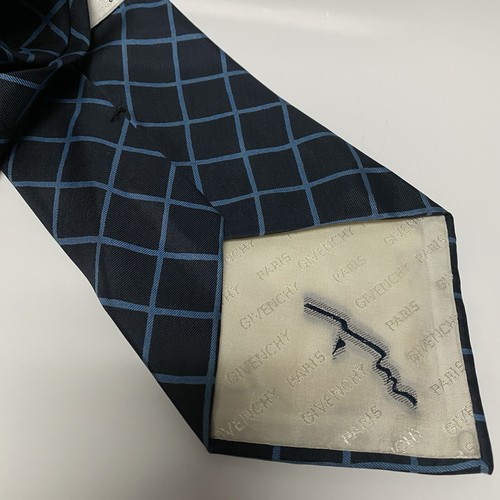 Corbata vintage de seda azul con estampado de diamantes Givenchy hecha a mano 54" - Imagen 3 de 7