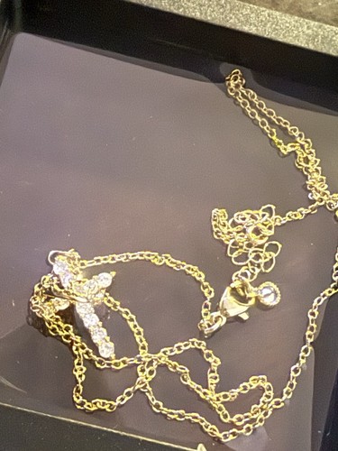 Gold Krone Kreuz Anhänger zierliche Halskette für Frauen 18” mit 2” Verlängerung funkelnd - Bild 18 von 19