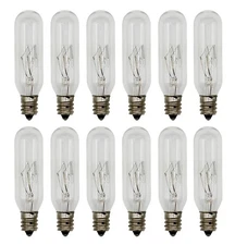 15W T6 Tubular Bulbs, 120V, E12 Candelabra Base, Clear Glass, Warm