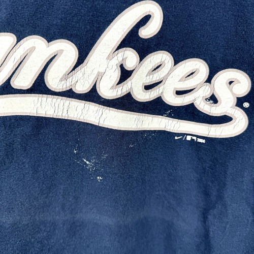 Camicia Vintage Nike New York Yankees Taglia Large Blu Manica Corta Center Swoosh MLB - Foto 8 di 9