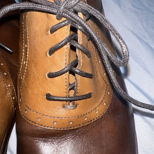 Johnston & Murphy 12 Herren Oxford Elegant Schuhe Brogue Kappe Zehe Karamell Leder - Bild 8 von 9