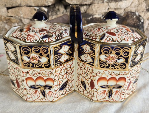 Wade Heath Keramik England Imari Muster Doppelgriff Kanister #1629 um 1930