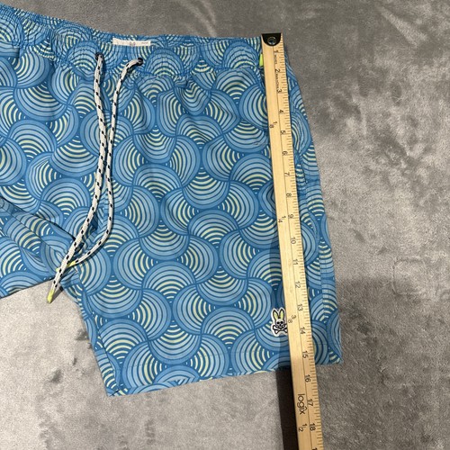 Psycho Bunny Swim Trunks Mens Medium Blue Lined Swimsuit Bathing Shorts Print - Picture 6 of 9