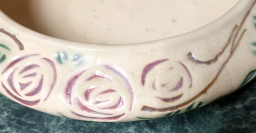Vintage Roseville Pottery Velmoss Scroll Console Low Bowl Planter 12" - Picture 7 of 13