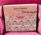 Juicy Couture Queen Sheet Set 6 PC Pink Argyle & Cherry Pattern Valentine’s Day