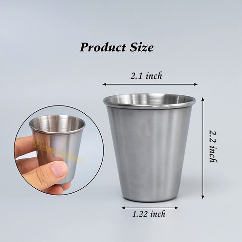 12 Pack 2.3 Ounce Stainless Steel Shot Glasses Metal Cups Drinking Vessel Tumble - Picture 2 of 6