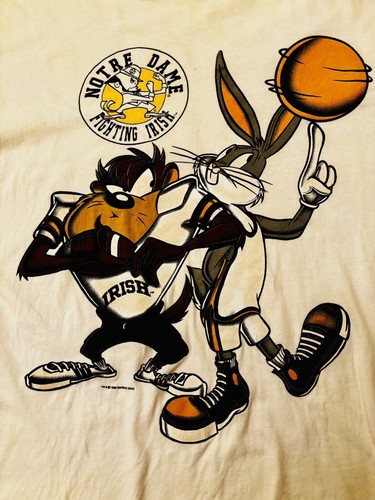 Vintage 1996 Notre Dame Fighting Irish Bugs Bunny Taz Shirt XL Collegiate Loony Toon - Bild 3 von 12