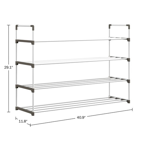 4-Tier Shoe Organizer Rack Shelf Holds 20 Pairs Sneakers Entryway Closet White - Picture 2 of 8