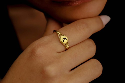 14K Rose Gold Initial Ring - Picture 34 of 44