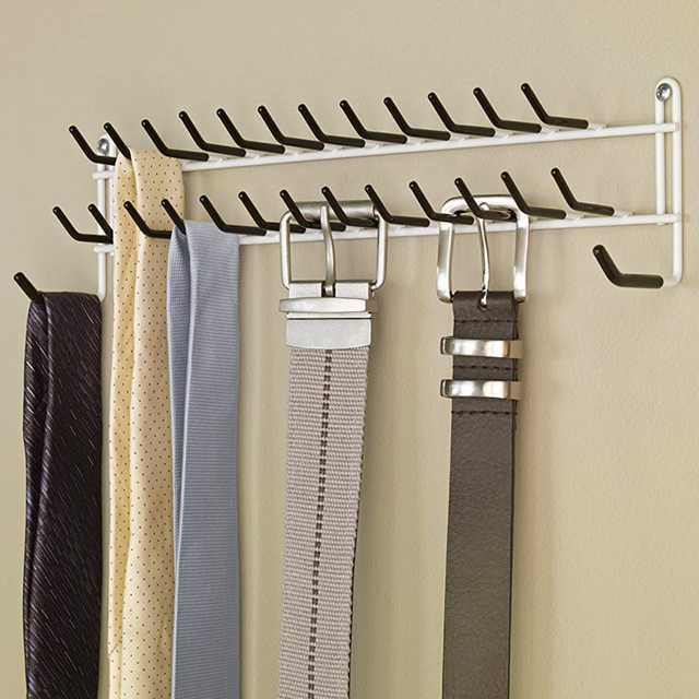 Tie Belt Hanger Rack Necktie Holder Closet Organizer Scarf Shelf Door Wall Mount