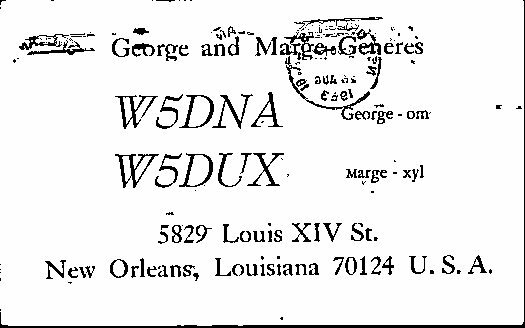 QSL Amateur Radio W5DNA W5DUX New Orleans Louisiana Postcard QSL Amateur Radio W5DNA W5DUX New Orleans Louisiana Postcard