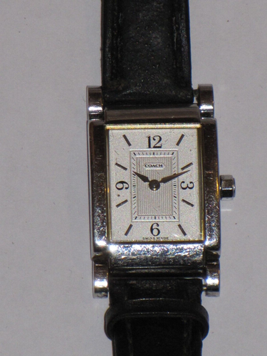 Coach Watch W014 5.587.331 Swiss Made Rectangle 3 ATM Black Band Womens - Picture 3 of 24