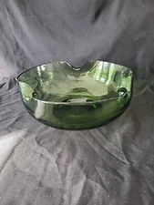 Vintage Anchor Hocking, Part of a Chip and Dip Set Avocado Green Glass-Bowl Only