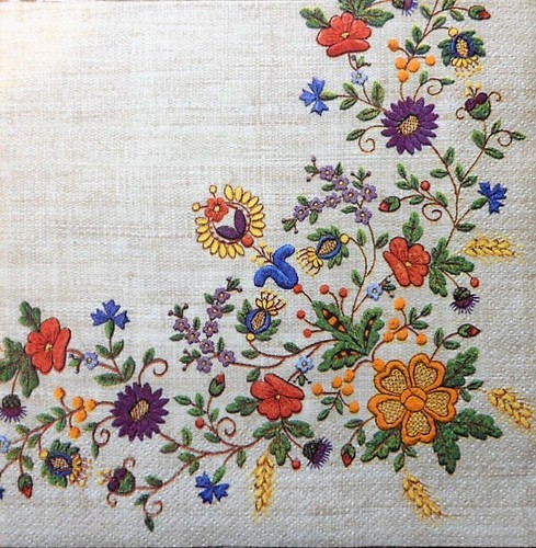 4 x Single Paper Napkins Kashubian Folklore Embroidery for Decoupage Crafting 52 - Picture 1 of 2