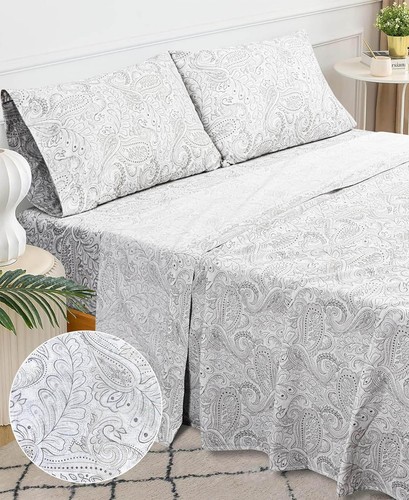 Cotton Sheet Set Full Queen King Size Fitted Flat Sheets 200 Thread Count Luxury - Picture 18 of 153