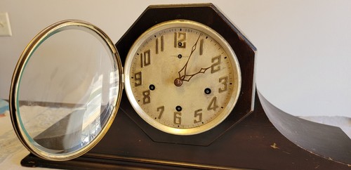 Antike LINCOLN NEW HAVEN CLOCK Co. 8 Tage & Glockenspiel Kaminuhr funktioniert mit Schlüssel - Bild 4 von 24