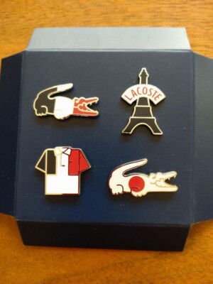 Lacoste x French Olympics pin badge set of 4 Eiffel Tower