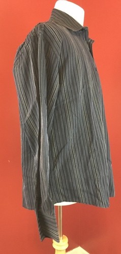 Michael Brandon Black & Blue Striped Long Sleeve Button Front Shirt Mens L 16.5 - Picture 5 of 9