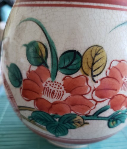 ANTIQUE CHINESE CRACKLE GLAZE HAND PAINTED VASE - Picture 12 of 12