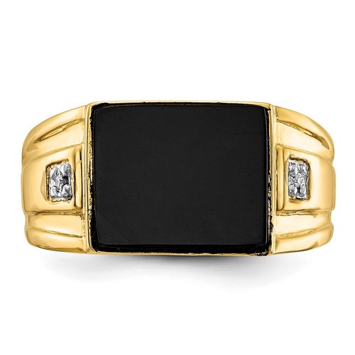 14k Yellow Gold Onyx and Diamond Ring Size 10 for Men's 3.67 gram - Bild 4 von 6