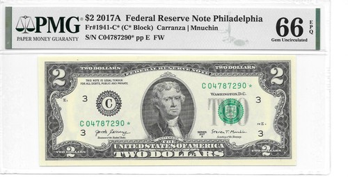 2017A* PHILADELPHIA STAR $2 FRN (C* BLOCK) PMG 66 EPQ GEM UNCIRCULATED - Picture 9 of 24
