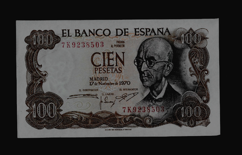 SPAIN( 1 ) BANK NOTE 100 PESETAS  17 . 11 . 1970   P 152   UNCIRCULATED - Picture 1 of 2