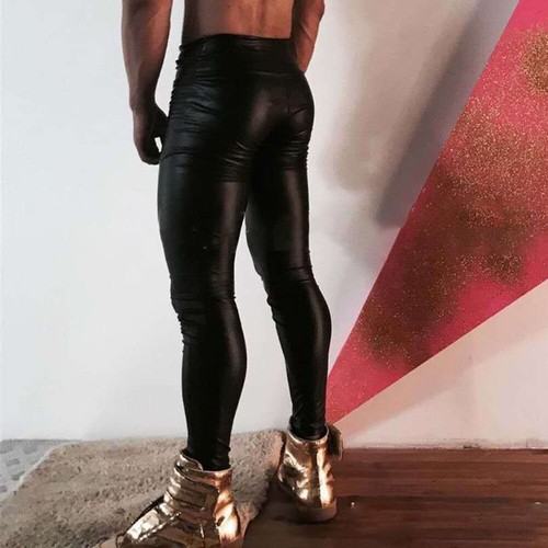 Latex Herren Glanz Leder Leggings Skinny Lange Hose Trousers Clubwear Tight - Bild 26 von 27