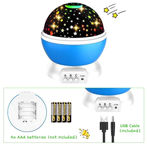Kids Stars Night Light Projector: 360 Degree Rotating Moon Star Nightlight for - Bild 5 von 6