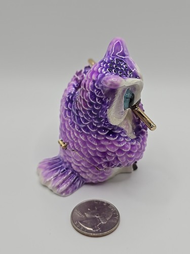 HAPPY OWL PLAYING FLUTE TRINKET BOX BY KEREN KOPAL, AUSTRIAN CRYSTALS - Bild 4 von 6